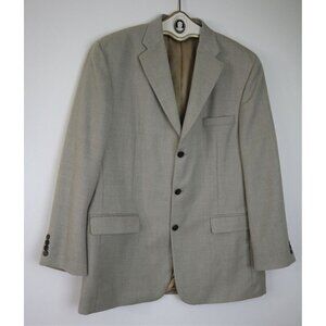 MEN'S BEIGE WOVEN WOOL BLEND BLAZER JACKET SPORT COAT - HAGGAR - SIZE 44L